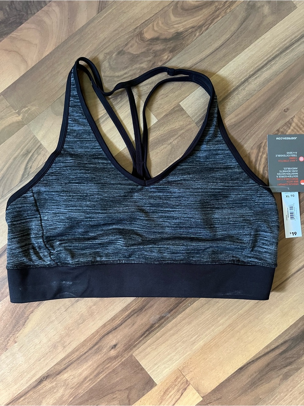 Women's Grey Heather Strappy Sports Bra - nwt